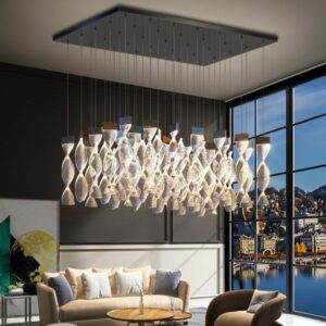 โคมไฟระย้าดูเพล็กซ์แผ่นเกลียวทรงเหลี่ยม ไร้แกน PSL050